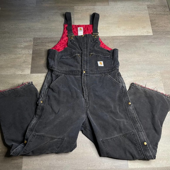 SOLD Carhartt VTG Double Front Duck Insulated Bib 40X32 - Picture 1 of 7